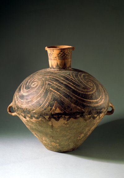 Vase painted with a spiral pattern, from Gansu Province, Bashan Period by Unbekannt Unbekannt